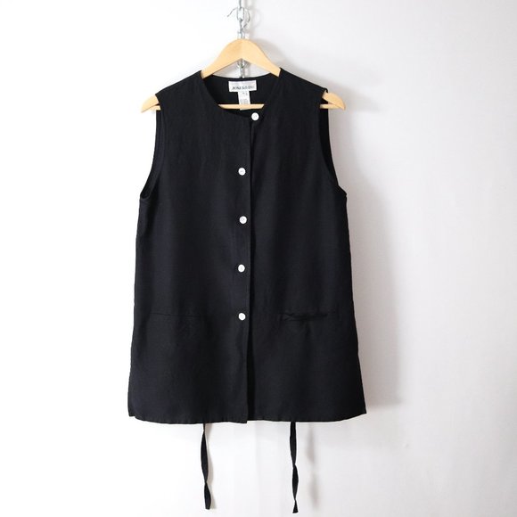 ❌SOLD❌vintage black linen lagenlook tunic top - Picture 5 of 7